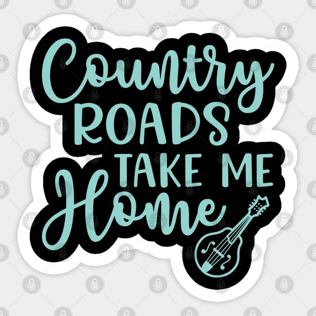 Country Roads Take Me Home Mandolin Sticker by GlimmerDesigns